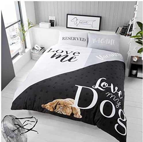 GC GAVENO CAVAILIA Super Soft 3D Design Wildlife Duvet Cover, Polycotton Luxury Forest Bedding Quilt Set, Love My Dog, Double, 659341