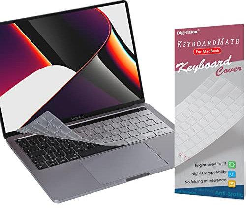 Digi-Tatoo Funda Cubre Teclado Español Compatible Con MacBook Pro 13 (Modelo A2338/A2289/A2251, Lanzado en 2022/2020) - Premium Protector de Cubierta (Transparente)
