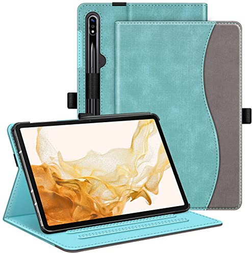 Fintie Funda para Samsung Galaxy Tab S10+/ S9+/ S8+/ S7 FE/ S7+ 12,4 Pulgadas, Protectora, visión multiángulo con Bolsillo, Apagado y Encendido automático, Turquesa