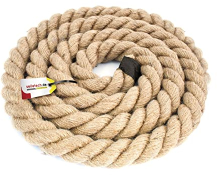 Seiletech.de Cuerda de yute, 10 m, 40 mm, fibras naturales, cuerda de yute trenzada, para tirar