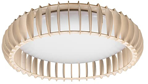 Reality Leuchten LED Deckenleuchte Monte R62171930, Naturholz, Schirm Kunststoff weiß, inklusiv 38Watt LED, inklusiv Fernbedienung, Durchmesser 60cm