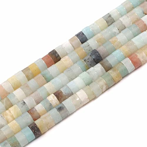 ACYUNLEI 1 Strand 4x2mm Natural Gemstone Heishi Beads, Loose Flat Round Undyed Cylinder Flat Spacer Stone Beads for Bracelet Earrings Jewelry Making, Amazonite