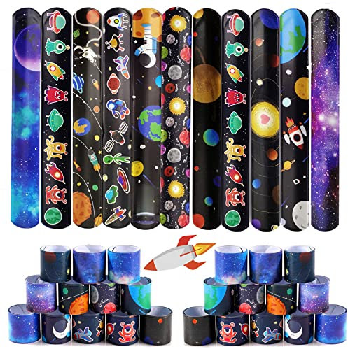 Acuiwer Schnapparmband 30 Stück Weltraum Slap Armbänder Kindergeburtstag Gastgeschenke Party Slap Bracelet für Kinder Mädchen Jungen