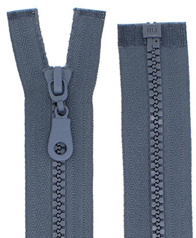 Reißverschlüsse Kunststoff Plastik Reißverschluss grob 5mm teilbar (70 cm, grau)