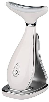 VRAIKO LILY Hals Gesicht Massagegerät Gesichtsformer Hautverjüngungsgerät mit Thermo, Triple Action LED und Vibration, für Anti-Aging, Lifting und Straffung schlaffe Haut (Weiß)