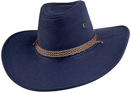 HMILYDYK Chapeau de cowboy en daim à large bord - Chapeau de cowboy western authentique - Chapeau de cowboy en feutre pour homme et femme, L