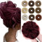 SEGO Haarteil mit Gummiband Große Dutt Haarteile Haargummi mit Haaren Extensions Pferdeschwanz Zopf für Damen (55 G) Weinrot