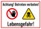 Daged Achtung Betreten verboten Lebensgefahr Aufkleber 23x16 cm Hinweiszeichen Sicherheitszeichen Sticker T-091
