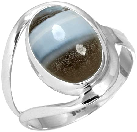 Jeweloporium Natürlicher Edelsteinring für Frauen, Perle, Tigerauge, Lapislazuli, Kristall, oval, Boho, echtes 925er Sterlingsilber, handgefertigter Schmuck
