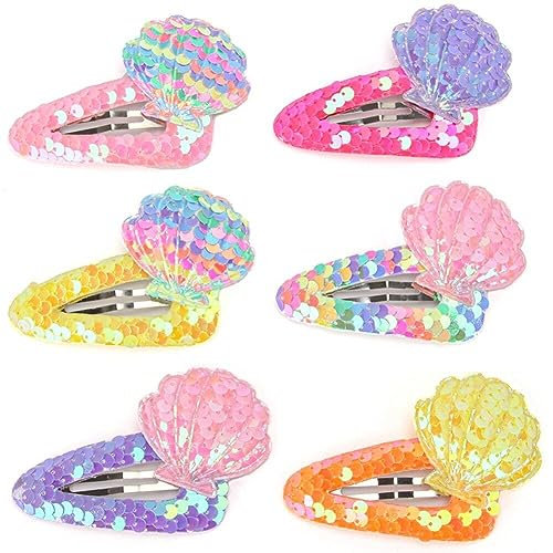 Fopytu Coquille De Bébés Sequin Pinces Fille Fille Mignonne Épingles À Princesse Enfants Pinces De Brillants Sirène Coquille De Coiffure Accessoires