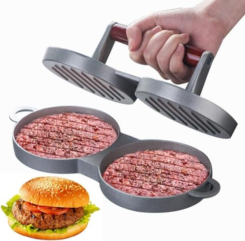 KIGI Double Non-Stick Stuffed Burger Press Hamburger Patty Maker for Meat Beaf (2 in 1)