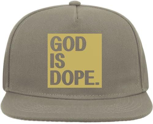 God is Dope Square Graphic Snapback Flat Visor Cotton Blend Cap Grau