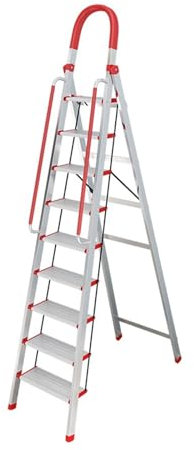 Household Stepladders Household Folding Ladder Thickened Stainless Steel Herringbone Ladder Indoor Multi-functional Thickened Attic Staircase Folding Stepladder (Color : 9 Step Ladder)
