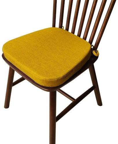 Bettschlange 2er Set Stuhlkissen mit Bändern, Waschbare Sitzkissen rutschfest,Stuhlauflage Stuhlpolster Sitzkissen,Leinen Memory Baumwolle Kissen für Zuhause Büro Küche Esszimmer