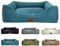 elropet Hundebett orthopädisch aus Kuschel Cord XS/S/M/L/XL kleine Hunde große Hunde Hundekorb (Azurblau, M (90x75x22cm))