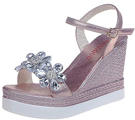 Sandali da donna, comodi, leggeri, antiscivolo, con zeppa, casual, estivi, Ba rosa, 39 EU