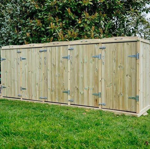 Shireburn Quintet Wheelie Bin Store - Timber - L80.4 x W353.4 x H120 cm - Fits 5 x 180L or 5 x 240L Wheelie Bins