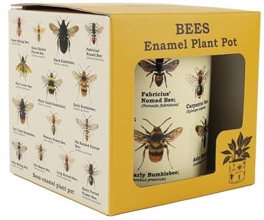 Gift Republic Bee Enamel Plant Pol, Metal, Cream, One Size