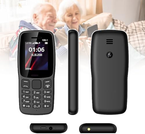 Basic Cell Phone for The Elderly, Unlocked 2G Mobile Phone with Big Buttons, Backup Dumb Phone with GSM Standard, Supports Dual SIM + SD Card,No Internet,Black