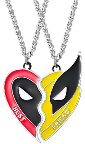 XIWCAFC Collana Dell'Amicizia per 2, Collana Best Friend con Deadpool Wolverine, Regalo di Gioielli BFF per Uomini Donne e Ragazze