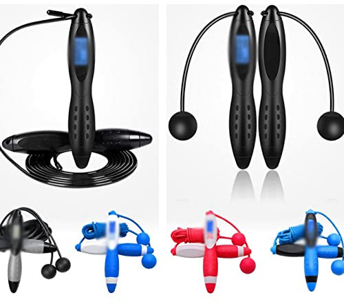 WALFREW Corda per Saltare Corda a Doppia modalità Che Salta la Corda di Salto elettronico Adulto LCD. Schermo Digital Counting Skipping Rope Strumenti di Fitness for Interni ed Esterni(Rouge)