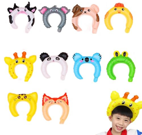 Bandeaux gonflables, chapeau de ballon d'animaux, 10 serre-têtes de ballons, bandeau animal de dessin animé, costume de fête d'anniversaire pour , fournitures de fête d'anniversaire