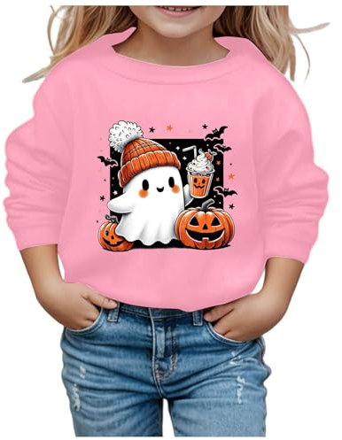 NaLatia Halloween Kostüme Halloween Kostüm Damen Langarmshirt Sweatshirt Kürbisse und Geister Drucken Langarm Rundhals Pulli Ohne Kapuze Halloween Druck Karneval Festival