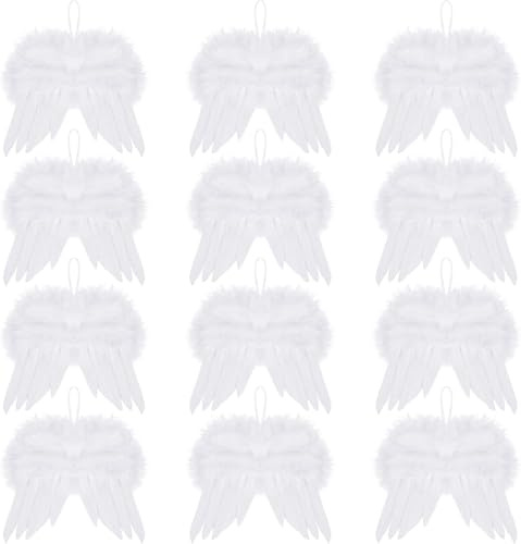 sanjianke-fs Angel Feather Ornament Angel Wings for Crafts Angel Wing Ornament White Crafts Angel for Christmas Tree Hanging Decoration DIY Craft Wedding Prop Memorial Favor (10Pcs)