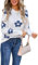 HEYPORK Damen Herbst Winter Warm Bequem Pullover Casual Mode Strickjacke Strickpullover Frauen Blume Personalisierte Pullover(Weiß, L)