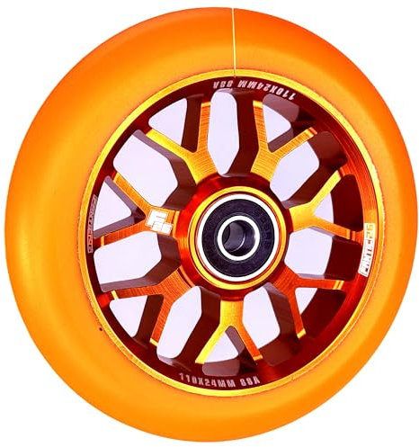 Fantic26 Spy7 Stunt Scooter Rolle I Trick I Tret I Kinder I Roller I Reifen I Rad I Ersatz I Wheel I 110mm I ABEC-11 I Schnell I Leise I Park I Street (Orange/Pu Orange)