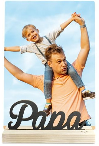 Elbeffekt Papa Geschenk - Schriftzug mit Fotografie Holzbild - Papa Geschenke, Papa Geschenk, Bester Papa der Welt, Geschenk für Papa, Geschenk Papa, Geschenke Papa personalisiert