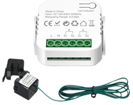 SAROAD Tuya WiFi Smart Meter Digital Energy Meter 80A Transformador de corriente Solar PV Monitor de consumo de energía 1CT