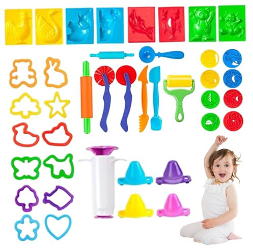 PlayDoh-Tools, 1 Set Buntes Play DOH-Tools mit Formen, einfach zu verwendende Playdough-Tools, Teigsets für Kinder im Alter von 2 bis 4 Spielen Spielen (Style 1)