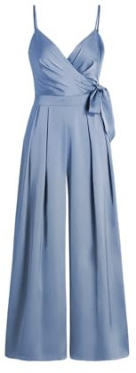 CIDER Jumpsuit Damen Elegant Sommer Mit V-Ausschnitt Satin Knoten Weites Bein Oversized Lockerer Schnitt Für Damen