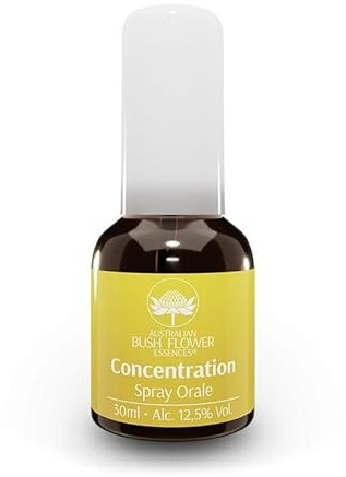 Australian Bush Flower Fiori Australiani Concentration Spray Orale 30 ml per migliorare la Concentrazione, Fiori Australiani per lo studio e il lavoro, Fiori Australiani per la Mente Stanca