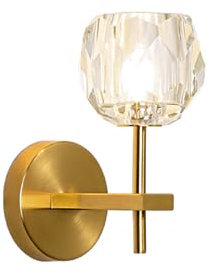 NICRX Moderne Kristall Wandleuchte Gold 22cm – Kurze Wandleuchte mit G9 Fassung und Knospenförmigem Glasschirm,Innen Wandlampe für Schlafzimmer, Spiegel, Flur, Hotel und kleine Räume (22cm)