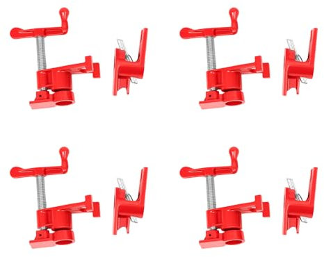 Rohr Schraubzwinge Dielenspanner 3/4-Zoll-Rohrschellen Rohrzwingen mit Rutschfesten Standfüßen Metallklammer Rohrklemmen für Holzverarbeitungsbetriebe, Fertigungsbetriebe, Rosa, 4 Pcs