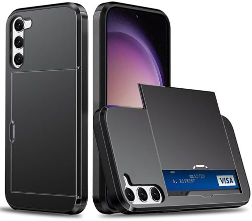 Coque Portefeuille pour Samsung Galaxy A16 avec Porte-Cartes, Étui de Protection Téléphone Double Couche Antichoc, Fente Cachée Coulissante, Antichoc TPU+PC Housse Portefeuille - Noir