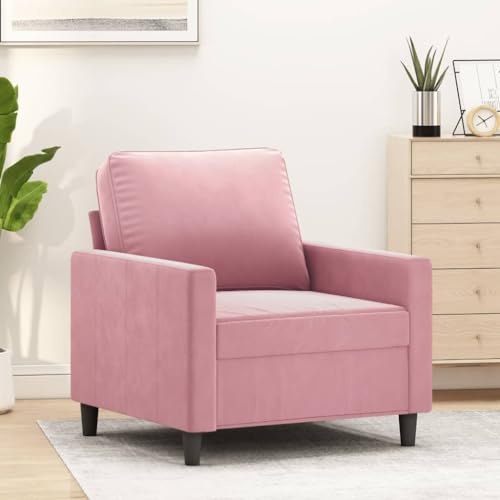 CKioict Sessel Rosa 60 cm Samt Moderner Velours Sessel mit Metallgestell für Wohnzimmer und Entspannung