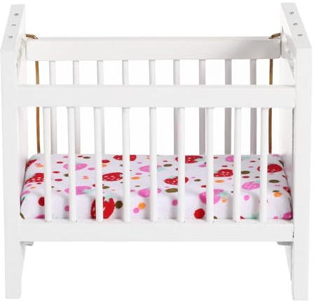 BESPORTBLE Mini-Hauswiege Puppenhausmöbel Weiß 11.20 X 9.50 X 7.00 cm | Handgefertigt, Feine Verarbeitung, Kompakt Und Tragbar, Für Mini-Puppenhäuser, Mit Matratze