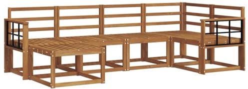 vidaXL Outdoor-Sofagarnitur 6 pcs Natur, Outdoor-Sofa-Set, Moderne Terrassenlounge, langlebige Gartenmöbel, modular, Terrassensitzmöbel