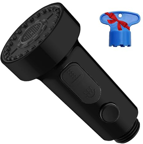 Rubinetto Doccetta per Lavandino Cucina Estraibile Ricambi, 3 Funzioni Ricambio Soffione Spruzzatore per Lavello Rubinetto Cucina, Compatibile con G1/2 Testina Ricambio per Doccetta Rimovibile, Nero