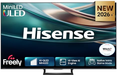 Hisense 65 65Q8STUK MiniLED 144Hz 4K Ultra HD AI Smart TV with Freely, Netflix, Disney+ and YouTube - Hi-QLED MiniLED, Built-in Subwoofer, Hi-View AI Engine, Hi-QLED Colour, Hands-Free Voice Control