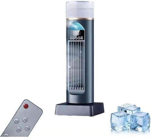 Silent Tower Fan, Room Cooler Fan Portable Air Conditioner, 6 Speeds Quiet Oscillating Bladeless Cooler With Remote For Bedroom Living Room Office RV