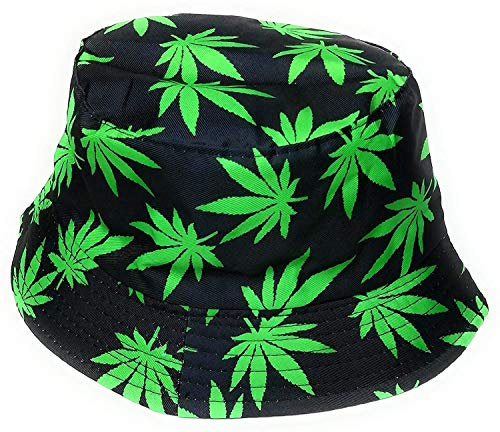 KGM Accessories Nice Colorful Cannabis Hanf Blatt Bucket Sun Hat Grün