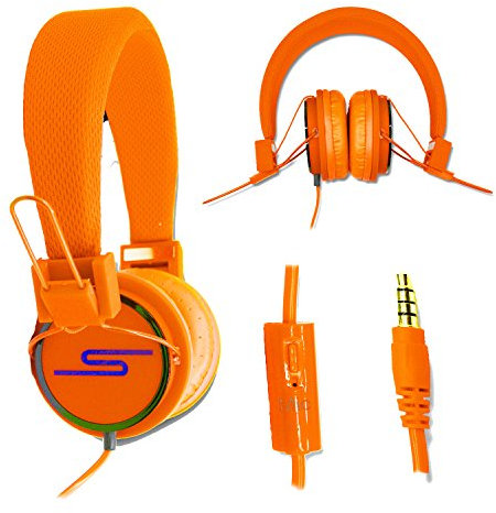 PH26 Casque Audio stéréo Orange Extra-Bass Clear Sound avec Fonction Micro + télécommande pour Qilive 4.5 by