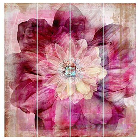 Bilderwelten Schiebegardinen Grunge Flower - 4 Flächenvorhänge Ohne Aufhängung 4X 250x60cm