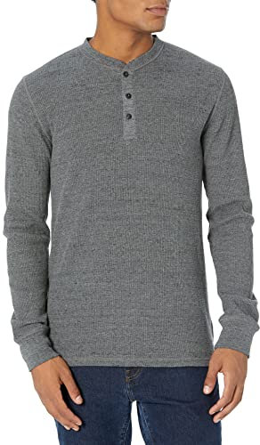 Amazon Essentials Men's Regular-Fit Long-Sleeve Waffle Henley Shirt, Charcoal, M