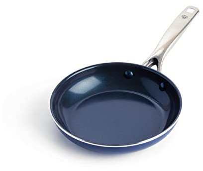 Blue Diamond Cookware Diamond Infused Ceramic Nonstick 20cm Frying Pan Skillet, PFAS-Free, Induction, Oven Safe, Blue