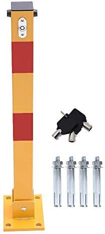 KATSU Bolardo de Bloqueo de Espacio para Estacionamiento de Automóviles Bloqueable Plegable Poste de Barrera de Parking de Coche, Amarilla y Roja, Cerradura superior, 60cm de Altura